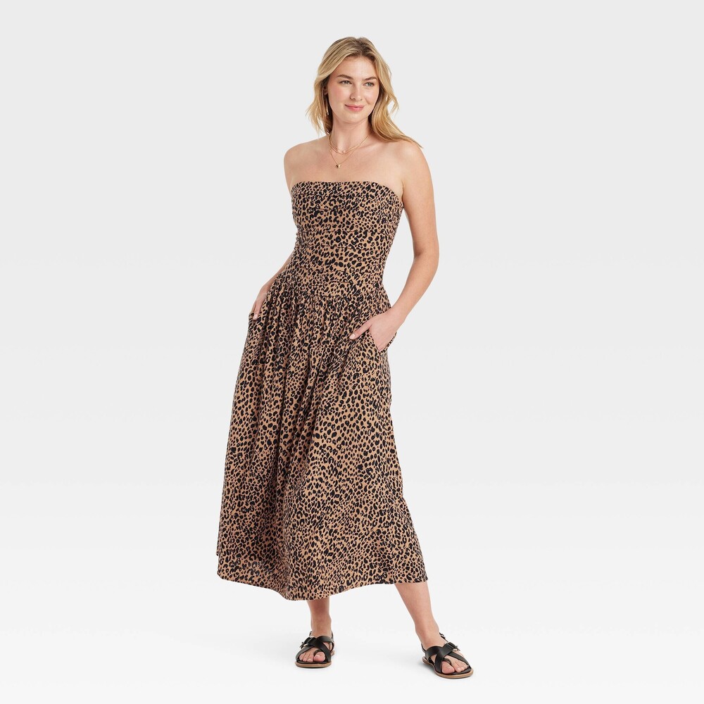 Universal Thread Strapless Leopard Print Dress